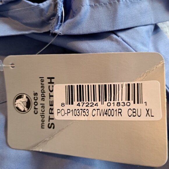 Crocs Stretch men's size XL light blue scrub top, 1 pocket, NWT - Picture 2 of 6
